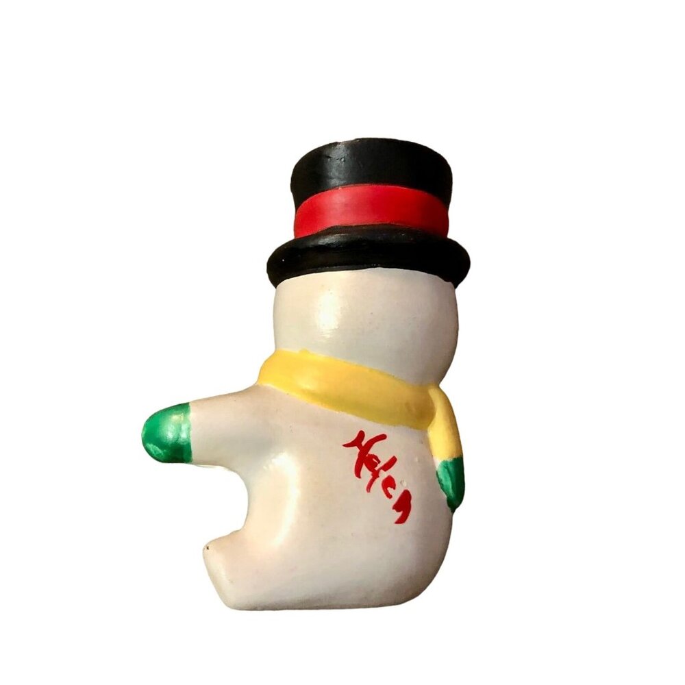 Vintage Handpainted Snowman Sits on Candlestick Used - Picture 2 of 9
